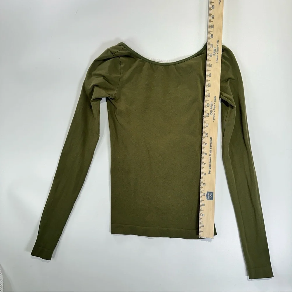 Intimately Free People Open Back Fitted Long Sleeve Top Olive XS S - Picture 5 of 7